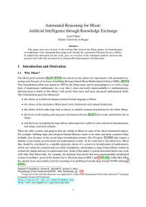 Automated Reasoning for Mizar: Artificial Intelligence through Knowledge Exchange