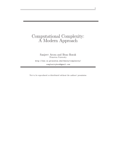 Computational Complexity: A Modern Approach