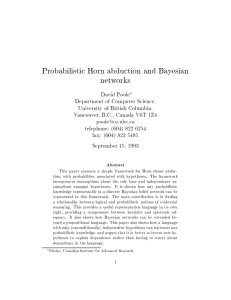 Probabilistic Horn abduction and Bayesian networks