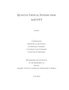 Quantum Critical Systems from ADS/CFT