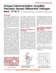 Mar 2002 Unique Instrumentation Amplifier Precisely Senses Differential Voltages from mV to V