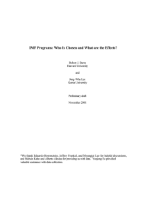 Robert Barro and Jong-Wha Lee IMF Programs: Who Is Chosen and What Are the Effects? (Second IMF Research Conference). <![if !supportLineBreakNewLine]> <![endif]>