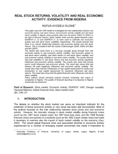 Real Stock Returns, Volatility and Real Economic Activity: Evidence From Nigeria: