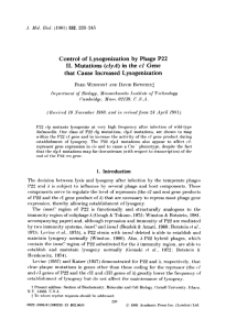 Control of Lysogenization by Phage P22. II. Mutations (clyA) in the c1 Gene that Cause Increased Lysogenization