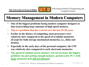 EE 2310 Lecture #21 -- Memory Management in Modern Computers