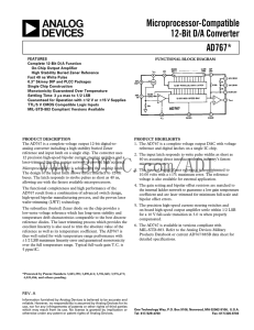AD767: Microprocessor-Compatible 12-Bit D/A Converter Data Sheet (Rev A, 04/1988)