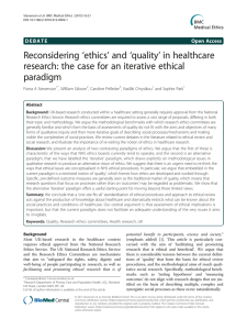 ‘ethics’ and ‘quality’ in healthcare Reconsidering paradigm