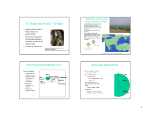 To Frame the World—19 Sept Hipparchus measures the moon’s distance~200BC