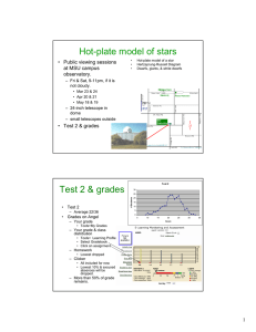 Hot-plate model of stars Test 2 &amp; grades • Public viewing sessions