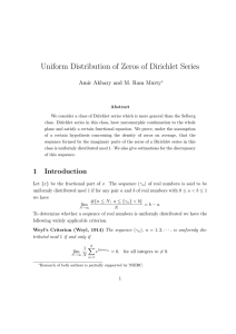 Uniform distribution of zeros of Dirichlet series,