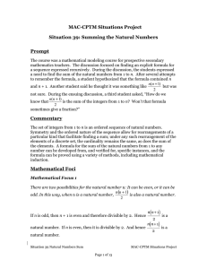 Situation 39: Summing Natural Numbers