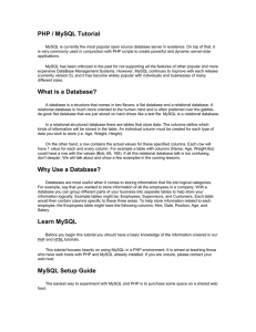 PHP / MySQL Tutorial