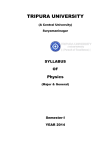 TRIPURA UNIVERSITY Physics SYLLABUS OF