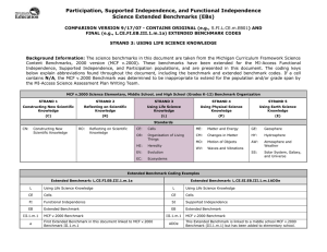 Participation, Supported Independence, and Functional Independence  Science Extended Benchmarks (EBs)