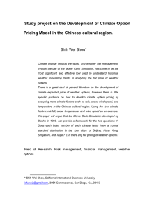 Study project on the Development of Climate Option Pricing Model in the Chinese cultural region: