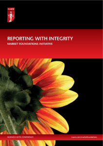REPORTING WITH INTEGRITY MARKET FOUNDATIONS INITIATIVE BUSINESS WITH CONFIDENCE icaew.com/marketfoundations