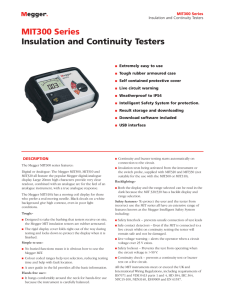 MIT300 Series Insulation and Continuity Testers