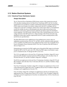 ABWR 2.12  Station Electrical Systems 2.12.1  Electrical Power Distribution System