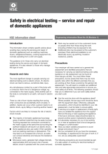 Safety in electrical testing – service and repair of domestic appliances Introduction