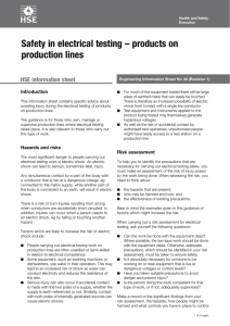 Safety in electrical testing – products on production lines HSE information sheet Introduction