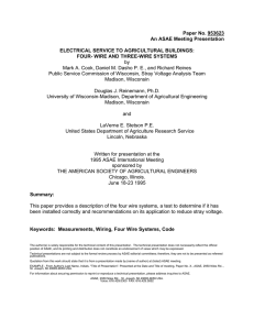 Paper No. 953623  An ASAE Meeting Presentation ELECTRICAL SERVICE TO AGRICULTURAL BUILDINGS: