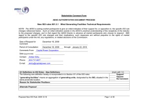 New ISO rules 501.3.1 Wind Generating Facilities Technical Requirements