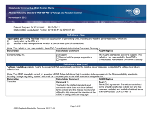 Stakeholder Comment &amp; AESO Replies Matrix