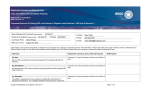 Stakeholder Comment and Rationale Form  AESO AUTHORITATIVE DOCUMENT PROCESS Stakeholder Consultation
