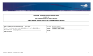 Stakeholder Comparison Comment Rationale Matrix 2012-09-06 AESO AUTHORITATIVE DOCUMENT PROCESS