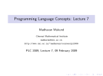 Lecture 7, 09 Feb 2009