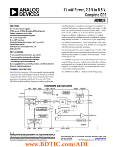 11 mW Power, 2.3 V to 5.5 V, Complete DDS AD9838