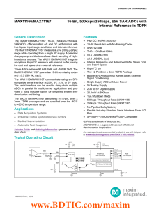 MAX11166/MAX11167 16-Bit, 500ksps/250ksps, ±5V SAR ADCs with Internal Reference in TDFN General Description