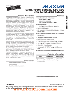 MAX1437B Octal, 12-Bit, 50Msps, 1.8V ADC with Serial LVDS Outputs General Description