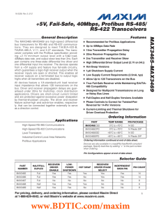 MAX3465–MAX3469 +5V, Fail-Safe, 40Mbps, Profibus RS-485/ RS-422 Transceivers General Description