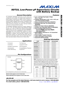 MAX6361–MAX6364 SOT23, Low-Power µP Supervisory Circuits with Battery Backup General Description