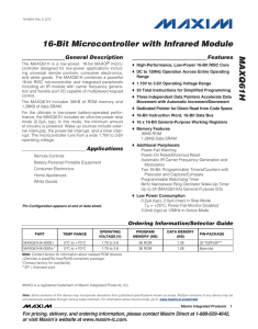 MAXQ61H 16-Bit Microcontroller with Infrared Module General Description Features