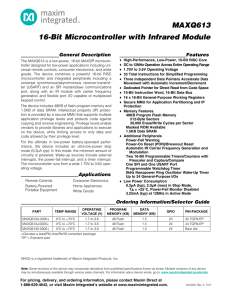 MAXQ613 16-Bit Microcontroller with Infrared Module General Description Features