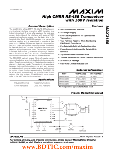 MAX3158 High CMRR RS-485 Transceiver with ±60V Isolation General Description