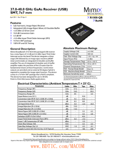 37.0-40.0 GHz GaAs Receiver (USB) SMT, 7x7 mm R1008-QB Features