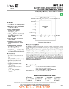 RF3189 QUAD-BAND GSM/EDGE/GSM850/EGSM900 /DCS/PCS/POWER AMPLIFIER MODULE Features