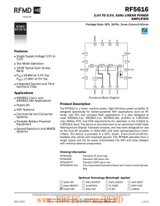 RF5616 3.0V TO 5.0V, 5GHz LINEAR POWER AMPLIFIER Features