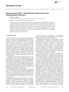 Resource Letter SPE-1: Single-Photon Experiments in the Undergraduate Laboratory
