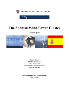The Spanish Wind Power Cluster Final Report Emily Bolon Matthew Commons