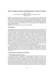 Reverse Logistics Strategies and Implementation: A Survey of Tianjin
