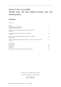 Volume 71 No. 2, June 2008 Contents monetary policy