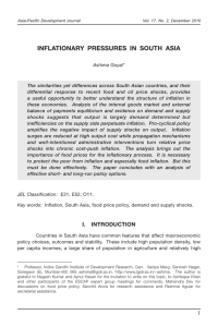 INFLATIONARY PRESSURES IN SOUTH ASIA