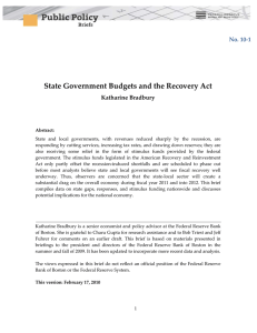 State Government Budgets and the Recovery Act    No. 10‐1 Katharine Bradbury 