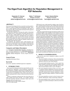 The EigenTrust Algorithm for Reputation Management in P2P Networks.