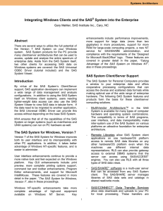 Integrating Windows Clients and the SAS System into the Enterprise