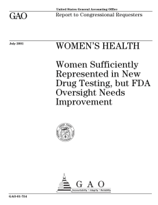 GAO WOMEN’S HEALTH Women Sufficiently Represented in New